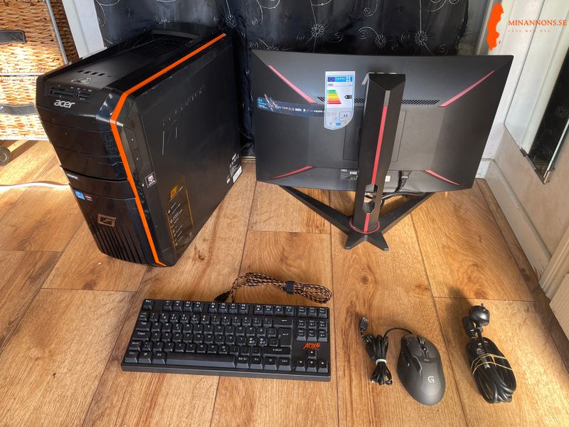 acer-predator-stationar-gaming-aoc-curved-skarm-tangentbord-logitech