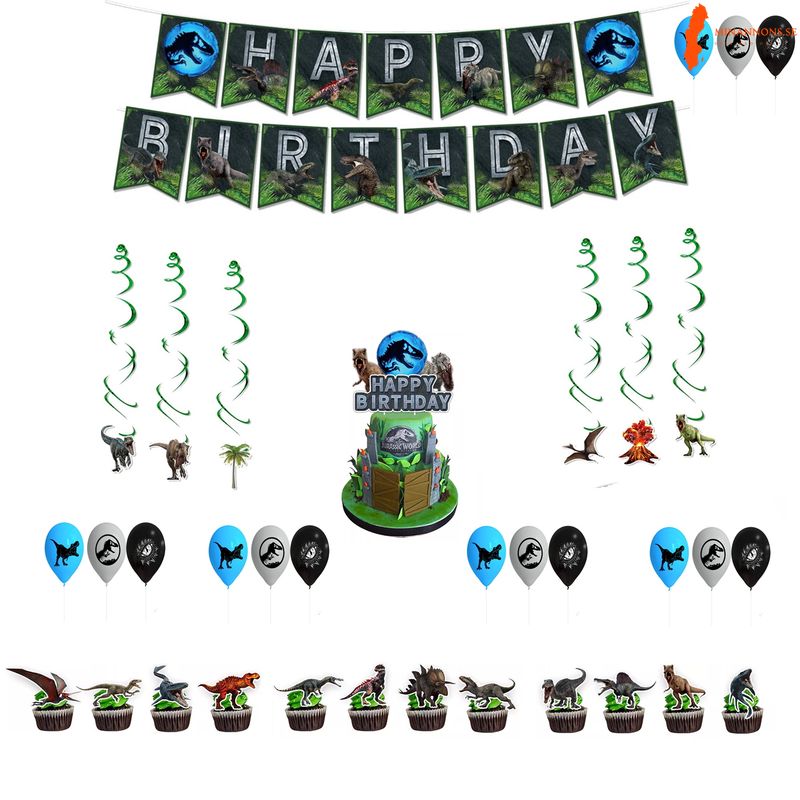 jurassic-world-dinosaurier-fodelsedagsdekoration-karikatyr-motiv-set