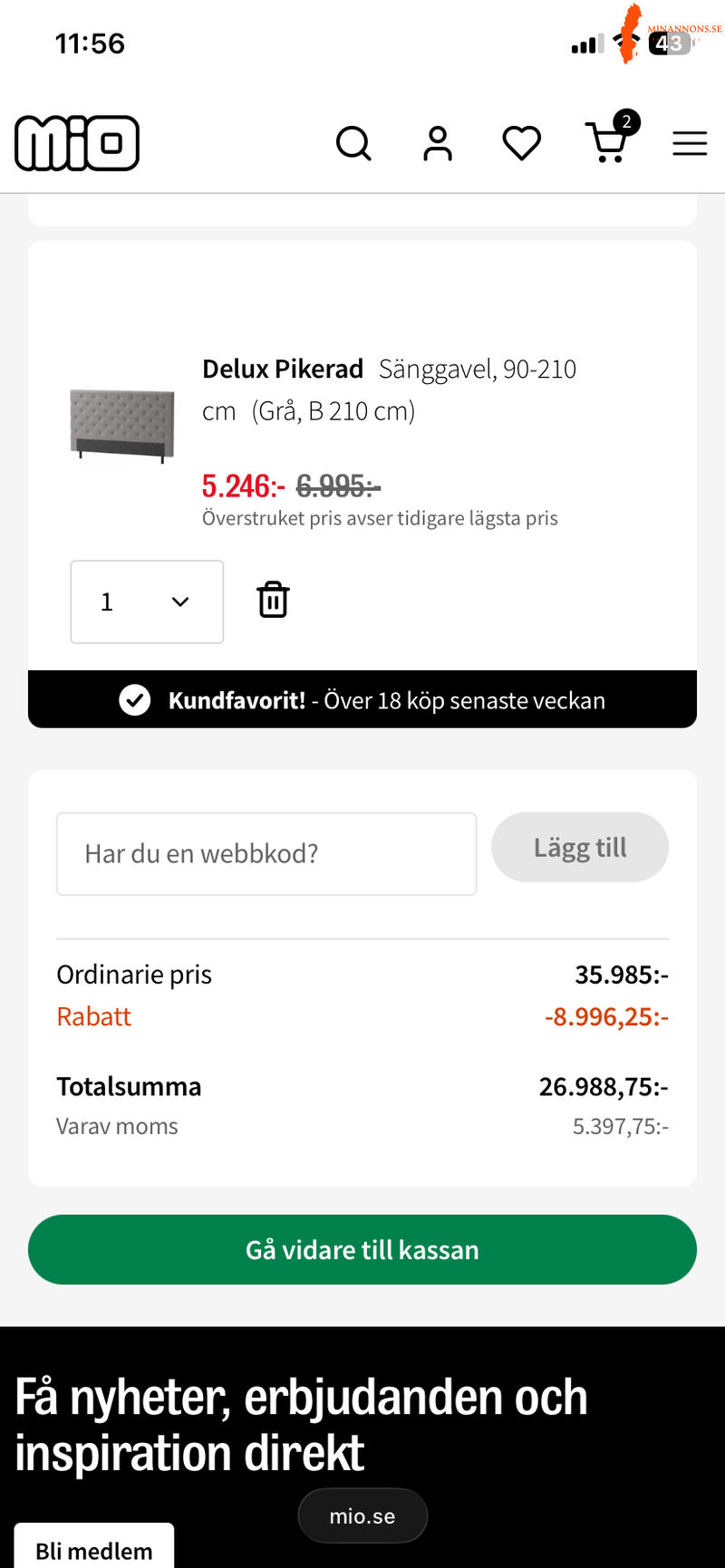 mio-sang-dream-deluxe-ramsang-180x200-inklusive-gavel-baddmadrass-helt-ny-oanvand-kvitto-garanti