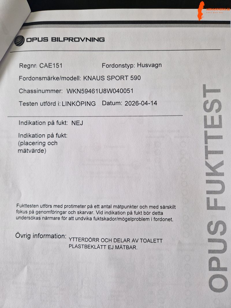 Nybesiktad/fukttestad och gastestad knaus sport 590 familjevagn