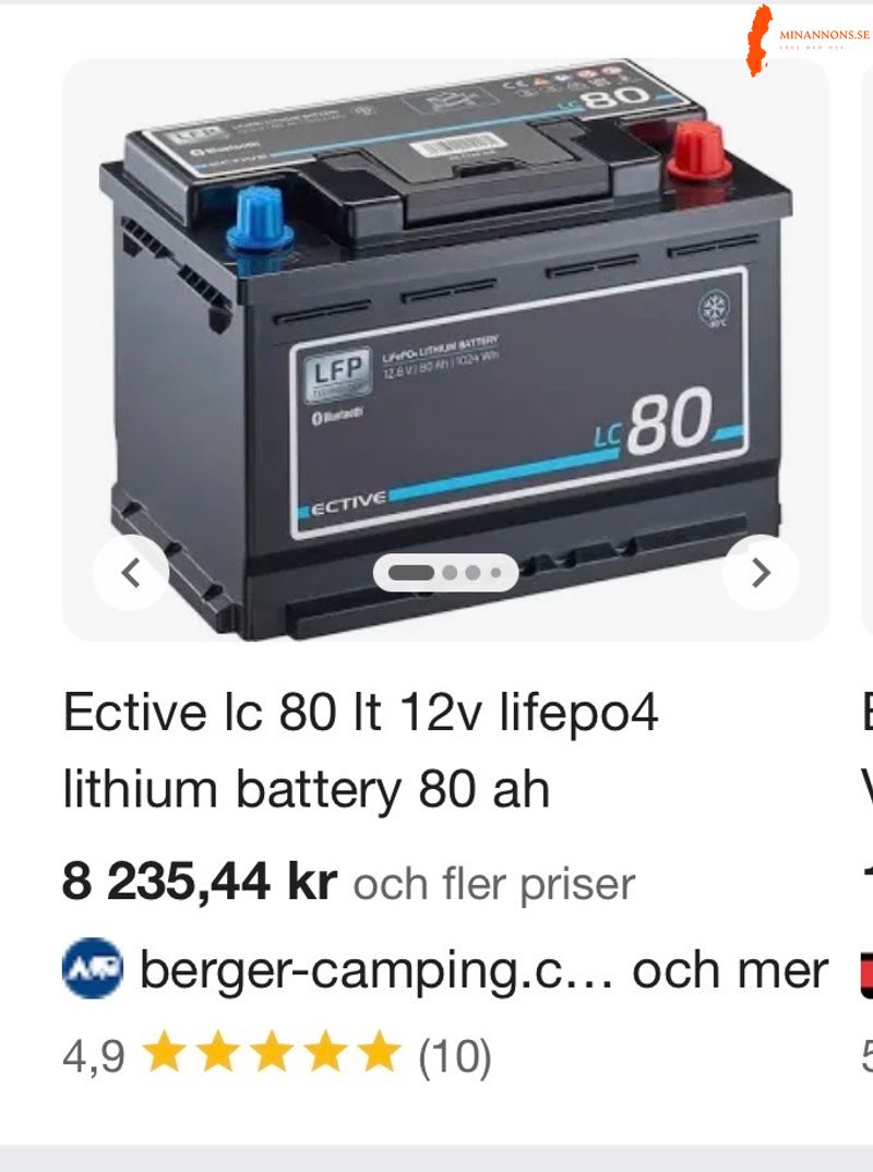 nytt litiumbatteri 80amp med värme och blåtand